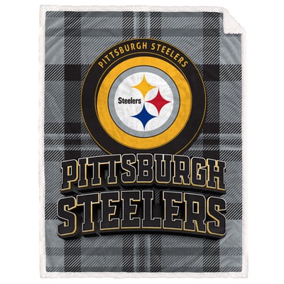 Pittsburgh Steelers Pegasus 60" x 80" Statement Plaid Ultra Cozy Sherpa Blanket