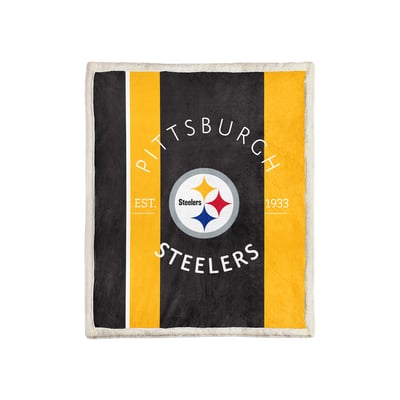 Pittsburgh Steelers Pegasus Block Stripe 50" x 60" Ultra Cozy Sherpa Blanket