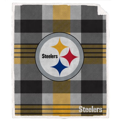 Pittsburgh Steelers Pegasus Bold Plaid Steel 50" x 60" Ultra Cozy Sherpa Blanket