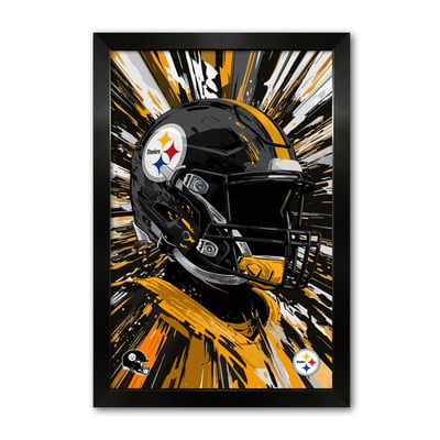 Pittsburgh Steelers 14" x 20" Framed Football Helmet Hyper Speed Art Print