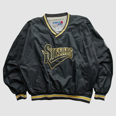 Pittsburgh Steelers Chalk Line 90s Pullover Jacket - Black - 2XL by Fanatics Real Vintage