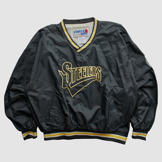 Pittsburgh Steelers Chalk Line 90s Pullover Jacket - Black - 2XL by Fanatics Real Vintage