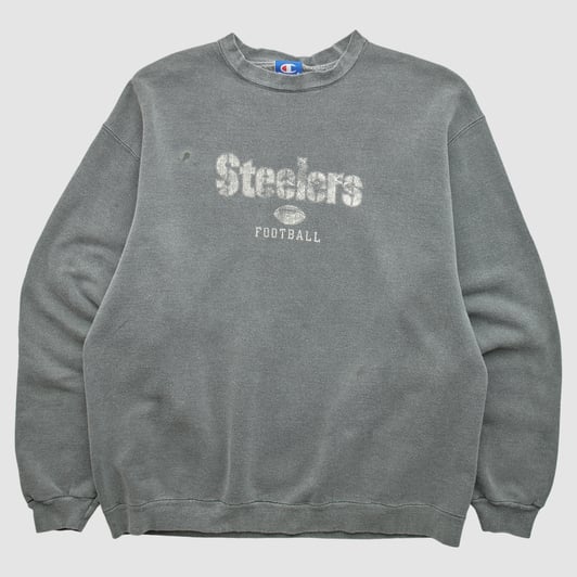 Pittsburgh Steelers Champion 2000s Pullover Sweatshirt - Gray - M by Fanatics Real Vintage