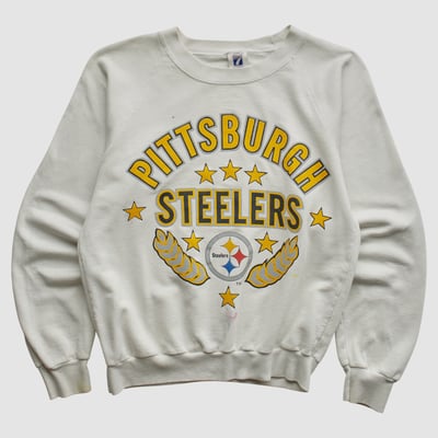 Pittsburgh Steelers Logo 7 80s Pullover Sweatshirt - White - XS by Fanatics Real Vintage