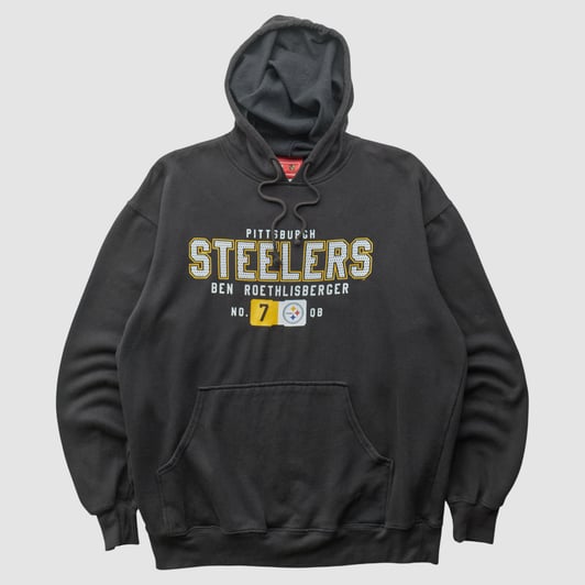 Pittsburgh Steelers NFL 2000s Hooded Pullover Sweatshirt - Black - L by Fanatics Real Vintage
