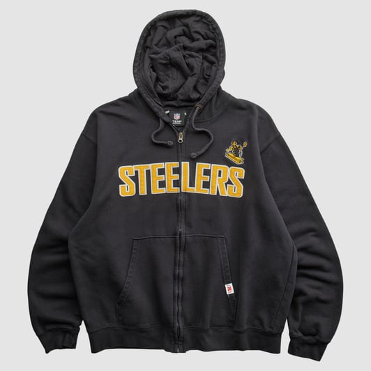 Pittsburgh Steelers NFL 2010s Hooded Full Zip Sweatshirt - Black - S by Fanatics Real Vintage