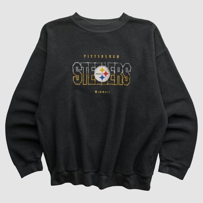 Pittsburgh Steelers Riddell 90s Pullover Sweatshirt - Black - S by Fanatics Real Vintage