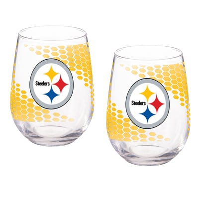 Pittsburgh Steelers Two-Piece 17oz. Color Fade Stemless Wine Glass Set