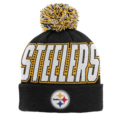 Pittsburgh Steelers Outerstuff Preschool Cuffed Knit Hat with Pom - Black