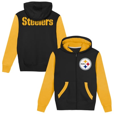  Pittsburgh Steelers Outerstuff  Preschool Stadium Colorblock Full-Zip Hoodie - Black/Gold