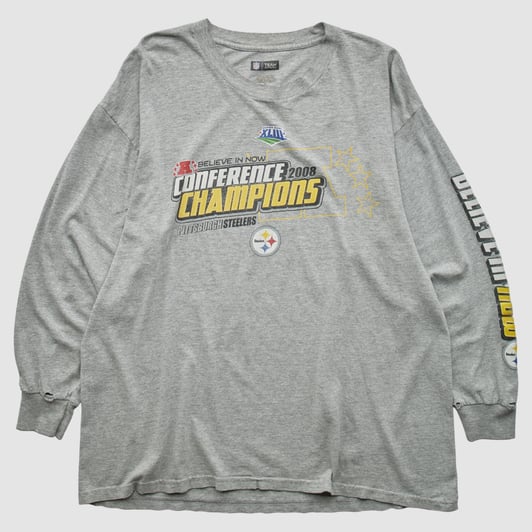 Super Bowl XLIII NFL 2008 Long Sleeve T-shirt - Heather Gray - XL by Fanatics Real Vintage