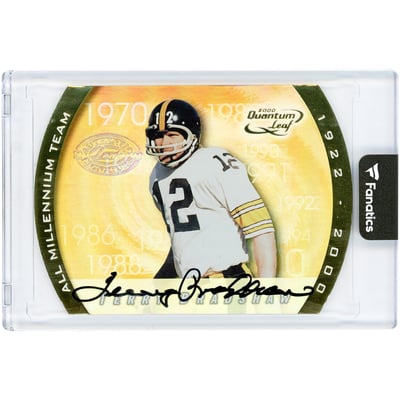 Terry Bradshaw Pittsburgh Steelers Autographed 2000 Leaf Quantum All Millennium Team Gold #AMT-TB #95/100 Card