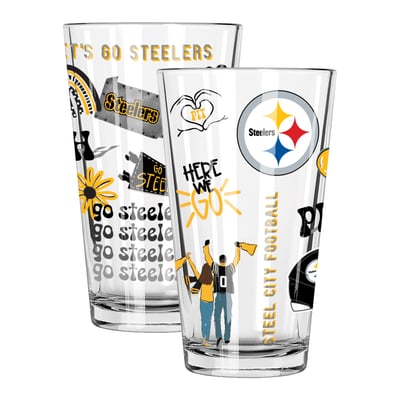 Pittsburgh Steelers The Memory Company 2-Pack 16oz. Pint Glass Loco Design Set