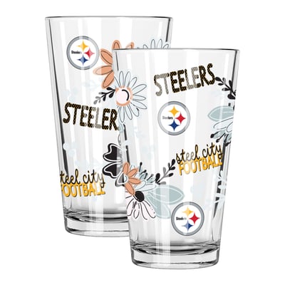 Pittsburgh Steelers The Memory Company Two-Piece 16oz. Flowers Pint Glass Set