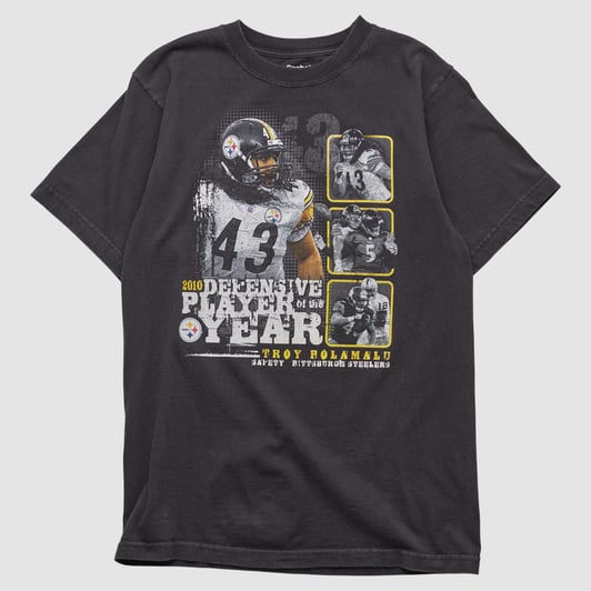 Troy Polamalu Reebok 2010 T-shirt - Black - S by Fanatics Real Vintage