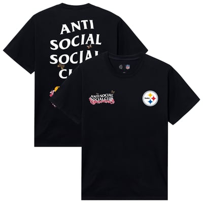 Pittsburgh Steelers AntiSocialSocialClub x NFL Unisex Blossom T-Shirt - Black