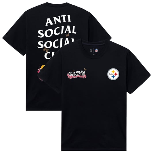 Pittsburgh Steelers AntiSocialSocialClub x NFL Unisex Blossom T-Shirt - Black