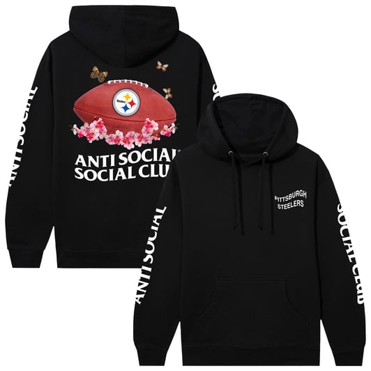 Pittsburgh Steelers AntiSocialSocialClub x NFL Unisex Impact Blossom Hoodie - Black
