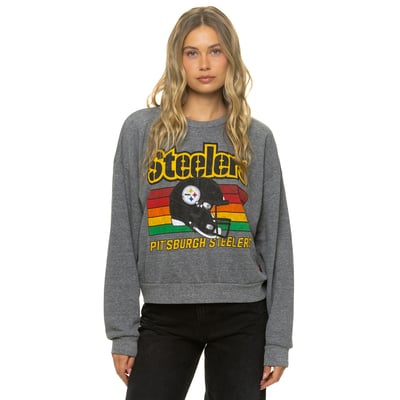 Pittsburgh Steelers Aviator Nation Unisex Relaxed Tri-Blend Sweatshirt - Heather Gray
