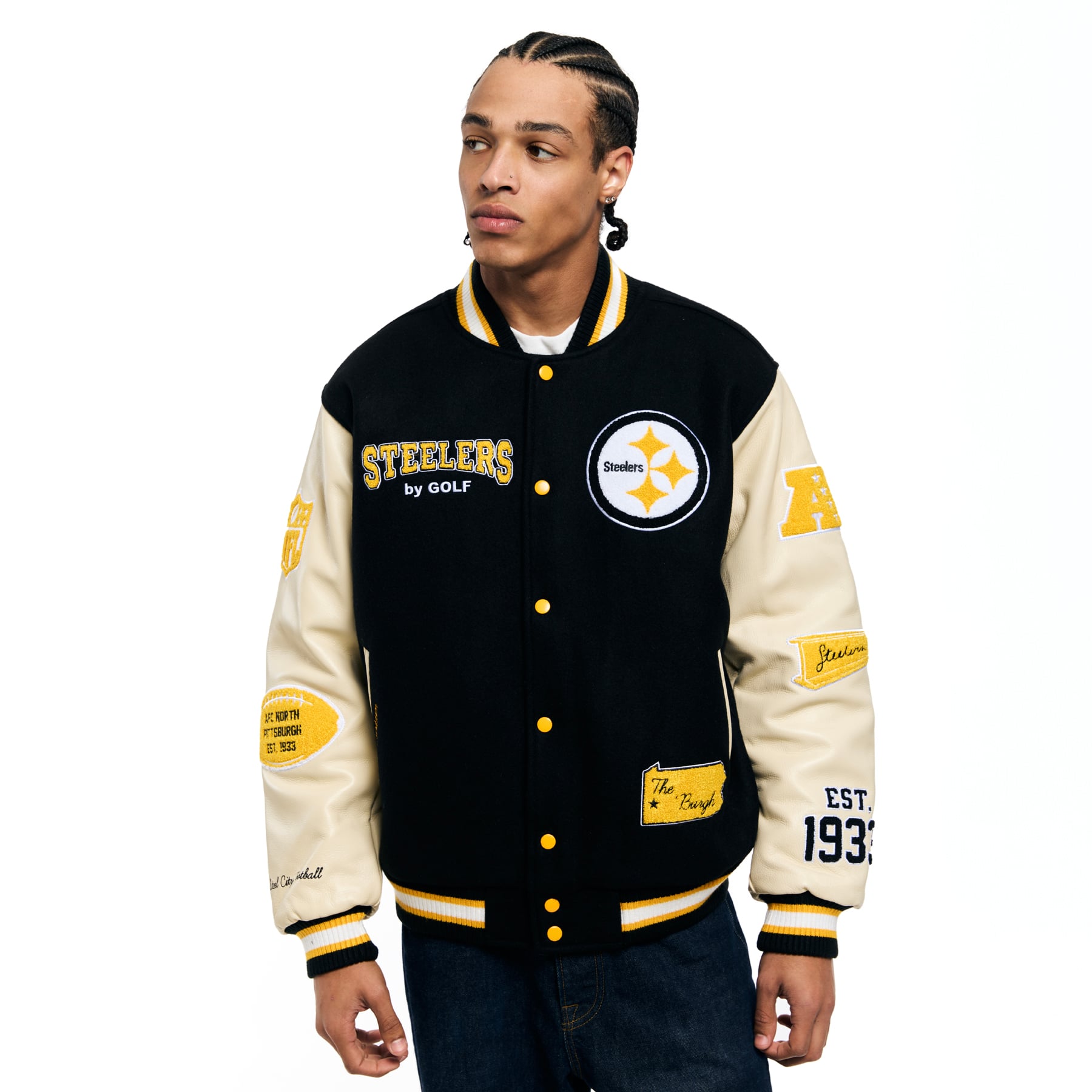 Pittsburgh Steelers Golf Wang Unisex Full-Snap Letterman Jacket 