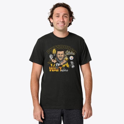 T.J. Watt Pittsburgh Steelers Homage Unisex Caricature Player Graphic Tri-Blend T-Shirt - Charcoal