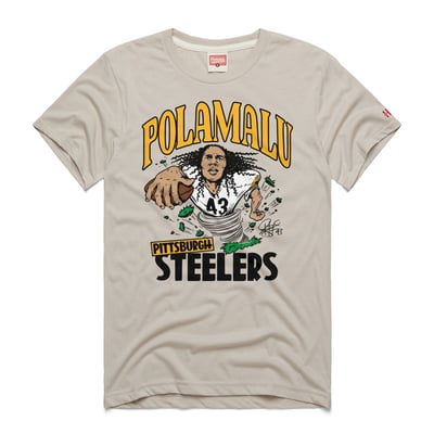 Troy Polamalu Pittsburgh Steelers Homage Unisex Caricature Player Graphic Tri-Blend T-Shirt - Stone