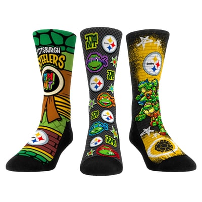  Pittsburgh Steelers Rock Em Unisex TMNT Three-Pack Crew Sock Set - Gold