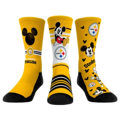  Pittsburgh Steelers Rock Em Unisex Disney Three-Pack Crew Socks Set - 