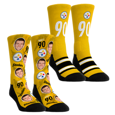 T.J. Watt Pittsburgh Steelers Rock Em Unisex Player Football Guy Two-Pack Crew Sock Set