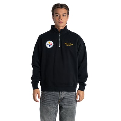  Pittsburgh Steelers The Wild Collective Unisex Boxy Quarter-Zip Fleece Pullover - Black