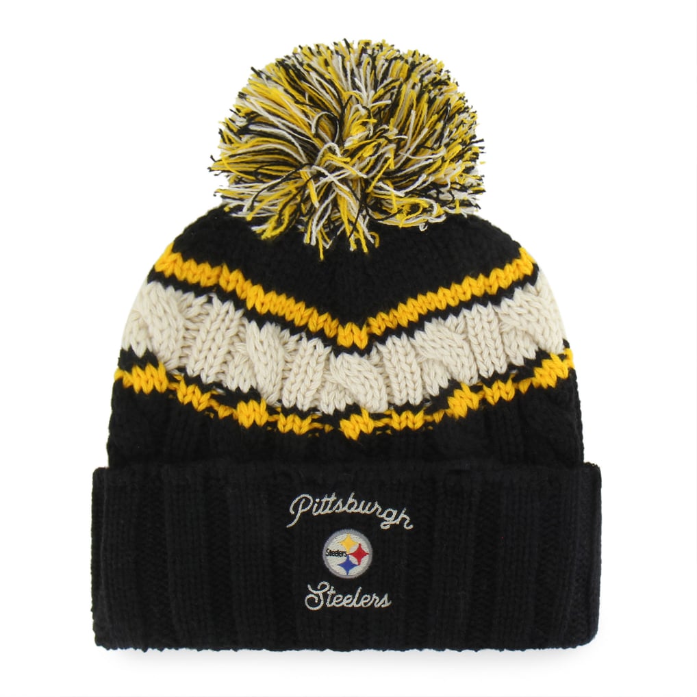 Brand New 47 Brand NFL Steelers Football Black Chenille Knit Cuffed Pom Hat Pittsburgh Steelers NFL  main image 4