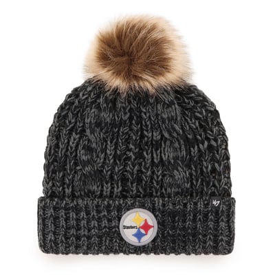 Pittsburgh Steelers '47 Women's Meeko Cuffed Knit Hat with Pom - Black