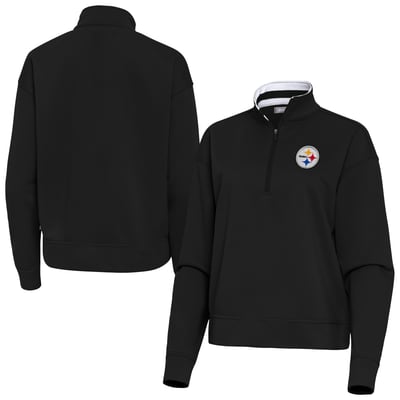 Pittsburgh Steelers Antigua Women's Goddess Quarter-Zip Pullover - Black