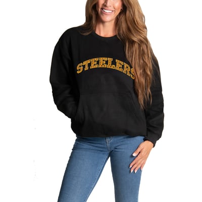 Pittsburgh Steelers FABGATING by Cuce Women's Chenille Jeweled Sweatshirt - Black