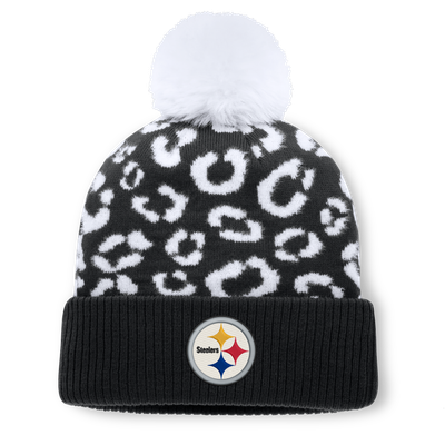 Pittsburgh Steelers Fanatics Women's Blur Cuffed Knit Hat with Pom - Black