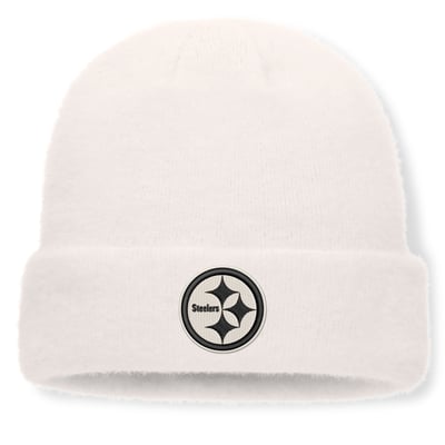 Pittsburgh Steelers Fanatics Women's Puff Fuzzy Fleece Cuffed Knit Hat - White