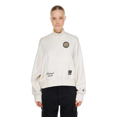  Pittsburgh Steelers New Era Women's Academic Quarter-Zip Pullover - Cream