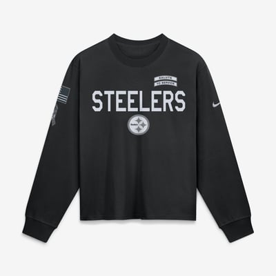  Pittsburgh Steelers Nike Women's 2026 Salute to Service Sideline Long Sleeve T-Shirt - Black