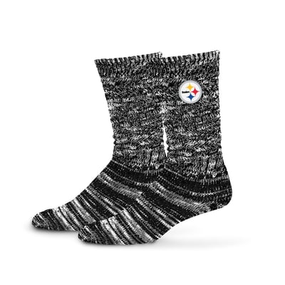 Pittsburgh Steelers PRO Compression Women's Slouchy Slub Textured Boyfriend Socks - Black
