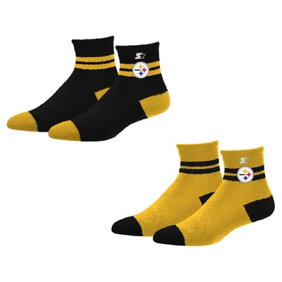 Pittsburgh Steelers Starter Women's Cozy Cuff Stripes Quarter-Length Plush Socks