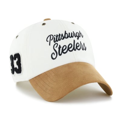 Pittsburgh Steelers Stoney Clover Lane x '47 Women's Cursive Clean Up Adjustable Hat - Cream/Tan