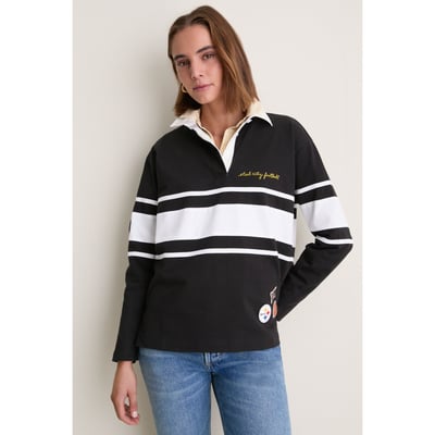 Pittsburgh Steelers Tuckernuck Women's Rugby Long Sleeve Polo - Black