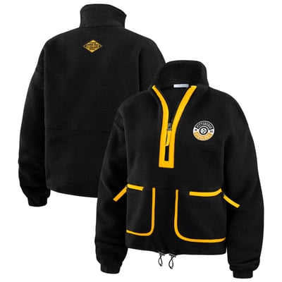 Pittsburgh Steelers WEAR by Erin Andrews Women's Polar Fleece Half-Zip Jacket - Black