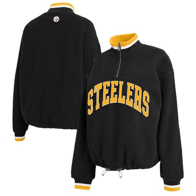  Pittsburgh Steelers WEAR by Erin Andrews Women's Polar Fleece Half-Zip Pullover - Black
