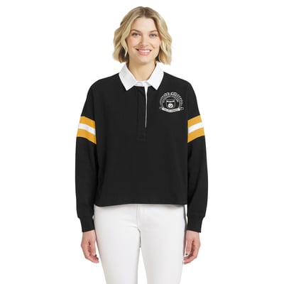  Pittsburgh Steelers WEAR by Erin Andrews Women's Rugby Long Sleeve T-Shirt - Black