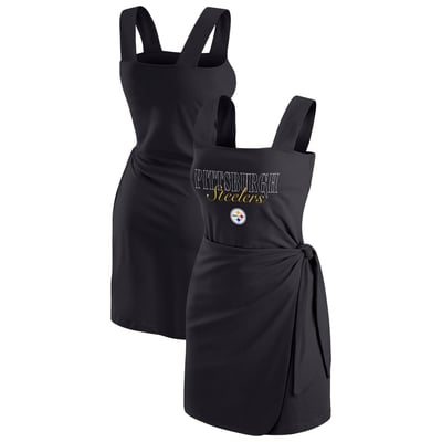  Pittsburgh Steelers WEAR by Erin Andrews Women's Wrap Dress - Black