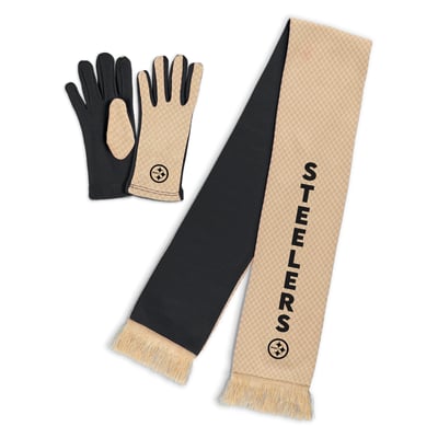 Pittsburgh Steelers WEAR by Erin Andrews Women's Tonal Microcheck Scarf & Glove Set