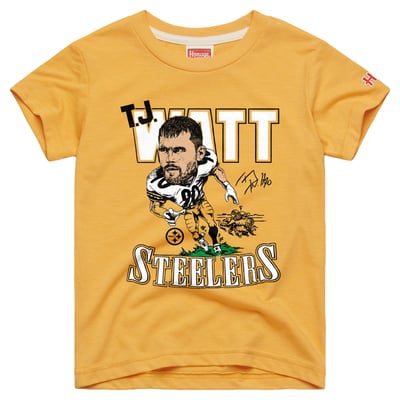 T.J. Watt Pittsburgh Steelers Homage Youth Caricature T-Shirt - Gold