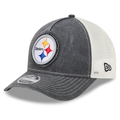  Pittsburgh Steelers New Era Youth Fan 9FORTY A-Frame M-Crown Trucker Adjustable Hat - Black