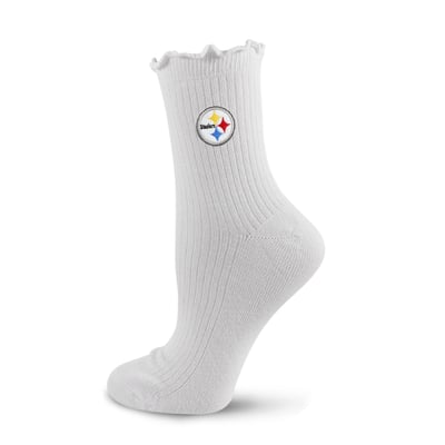  Pittsburgh Steelers PRO Compression Youth Logo Lettuce Hem Quarter Socks - White
